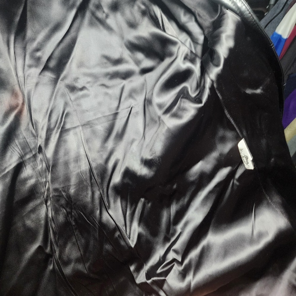 VINTAGE Reed Sportswear Coat Mens XL Black Leather Overcoat Pockets Midlength - Picture 13 of 15